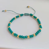 Colorful 4mm Glass Crystal Beaded Bracelet for Women Girls Adjustable