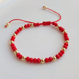 Colorful 4mm Glass Crystal Beaded Bracelet for Women Girls Adjustable