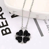 Double Side Four Heart Clover Necklace Love Folding Pendant Clover Chain