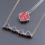 Double Side Four Heart Clover Necklace Love Folding Pendant Clover Chain