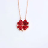 Double Side Four Heart Clover Necklace Love Folding Pendant Clover Chain