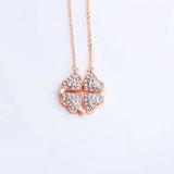 Double Side Four Heart Clover Necklace Love Folding Pendant Clover Chain