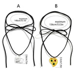 Irregular Love Heart Pendant Necklace Collar Choker Bowknot Neck Tie Rope Chain