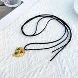 Irregular Love Heart Pendant Necklace Collar Choker Bowknot Neck Tie Rope Chain