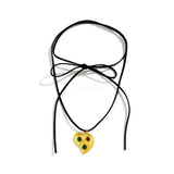 Irregular Love Heart Pendant Necklace Collar Choker Bowknot Neck Tie Rope Chain