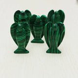 Malachite Stone Angel Crystal Pine Carving Crafts Figurine Reiki Gem Cure