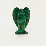 Malachite Stone Angel Crystal Pine Carving Crafts Figurine Reiki Gem Cure