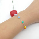 Opal Rainbow 7 Colors 4mm Bead Bracelet with 925 Silver Chain