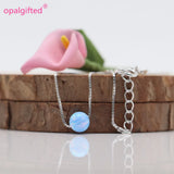 Opal Bead Necklace with 925 Silver Chain 6mm Round Ball Opal Beads