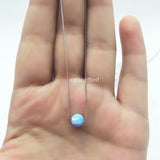 Opal Bead Necklace with 925 Silver Chain 6mm Round Ball Opal Beads