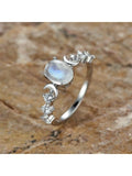 Moonstone Crescent Ring, Sterling Silver, Women, S925
