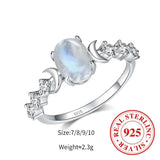 Moonstone Crescent Ring, Sterling Silver, Women, S925