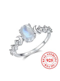 Moonstone Crescent Ring, Sterling Silver, Women, S925