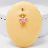 925 Sterling Silver Flower Navel Ring Belly Button Barbell Body Piercing Jewelry