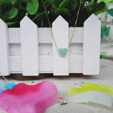 925 Silver Lab Created Opal Heart Necklace Green