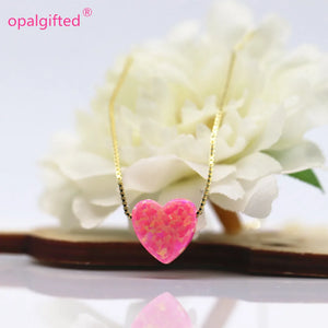 10mm Royal Pink Opal Heart Pendant 925 Silver Necklace