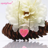 10mm Royal Pink Opal Heart Pendant 925 Silver Necklace