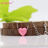 10mm Royal Pink Opal Heart Pendant 925 Silver Necklace