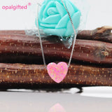 10mm Royal Pink Opal Heart Pendant 925 Silver Necklace