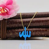 Dark Allah Synth Fire Opal Silver O Chain Opal Allah Necklace