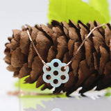 925 Sterling Rose Chain Flower Necklace Synthetic Opal