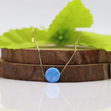 8mm Puff Opal Necklace With 925 Sterling Silver - Many Colors