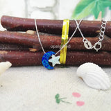 Opal Necklace 925 Sterling Silver Synthetic Moon Star Fire Opal Jewelry