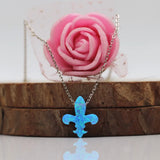 925 Silver Light Opal Flor De Lis Necklace, Fantasy Jewelry, Opal Necklace Gift