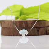 925 Sterling Silver Dog Fire Opal Pendant Necklace Vintage Animal Opal Necklace