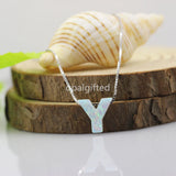 Letter Y Synthetic Opal Pendant Necklace for Women