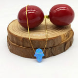 Tiny 8x10mm White Synthetic Opal Hamsa Necklace 925 Silver Chain