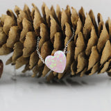 Opal Heart Necklace Pink Jewelry 925 Sterling Silver Gift Pendant