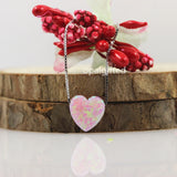 Opal Heart Necklace Pink Jewelry 925 Sterling Silver Gift Pendant