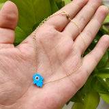 Synthetic Opal Hamsa Evil Eyes Bracelet 925 Silver O Chain