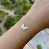 Synthetic Opal Butterfly Bracelet 925 Silver Love