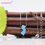 Jersey Map Opal Pendant Necklace 925 Sterling Silver