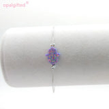 Opal Bracelet 925 Sterling Silver Hamsa Hand Mix Colors 11*13mm