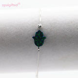 Opal Bracelet 925 Sterling Silver Hamsa Hand Mix Colors 11*13mm