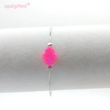 Opal Bracelet 925 Sterling Silver Hamsa Hand Mix Colors 11*13mm