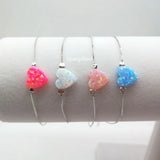 Romantic 10mm Synthetic Opal Heart Bracelet - Women's Opal Stone Bracelet