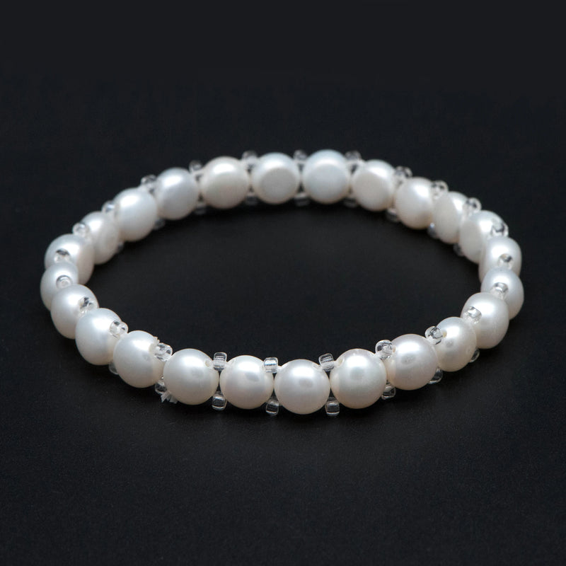 Freshwater Pearl Stretch Bracelet, Beaded Minimalist Bracelets