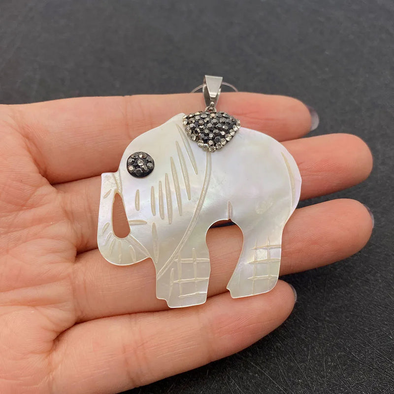 Freshwater Shell Elephant Pendant Necklace DIY Jewelry Making