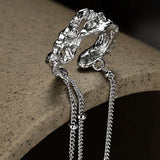 925 Silver Chain Tassel Ear Cuffs Textured Cartilage Earrings