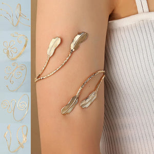 Bohemian Butterfly Leaf Arm Cuff Bracelet Metal Hollow Out Retro Body Bracelet