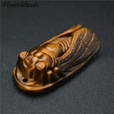 Good Tiger Eye Carved Insect Cicada Shape Gemstone Pendant for Necklace Making