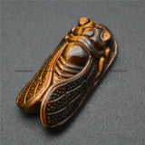 Good Tiger Eye Carved Insect Cicada Shape Gemstone Pendant for Necklace Making