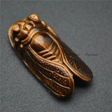 Good Tiger Eye Carved Insect Cicada Shape Gemstone Pendant for Necklace Making