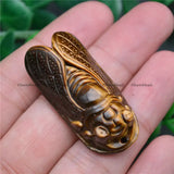 Good Tiger Eye Carved Insect Cicada Shape Gemstone Pendant for Necklace Making