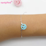 10mm Mint Green Opal Peace Sign Bracelet Charm