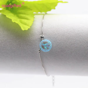 10mm Mint Green Opal Peace Sign Bracelet Charm